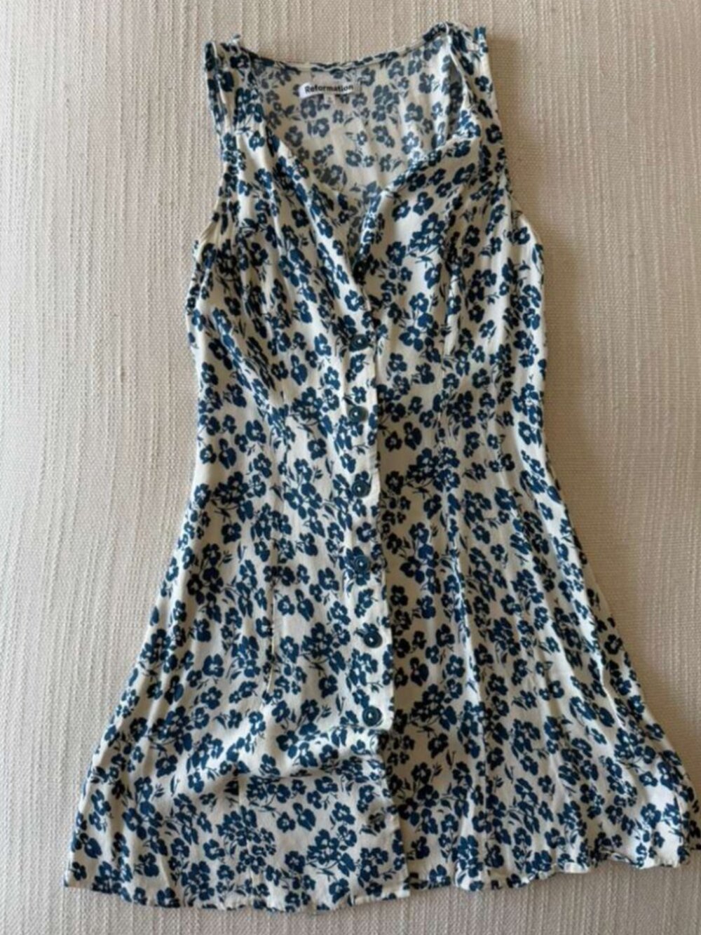 Reformation White and Blue Floral Dress